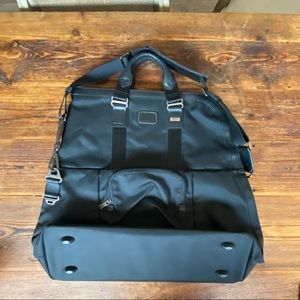 Leather -Trimmed Nylon Garment Bag